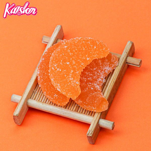 Sugar coating big orange jelly candy
