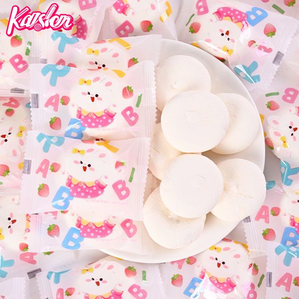 Fruit flavor center filled marshmallow