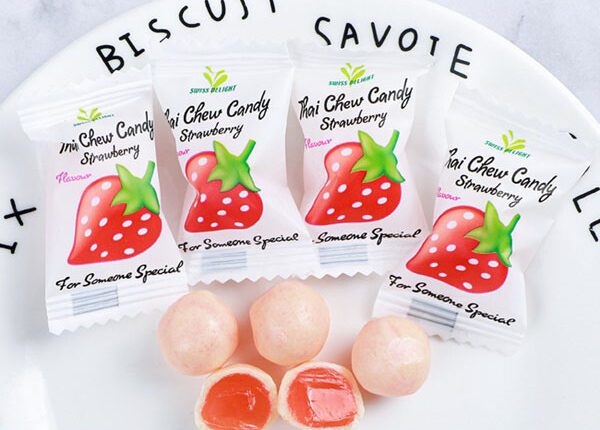 Strawberry chewy milk candy