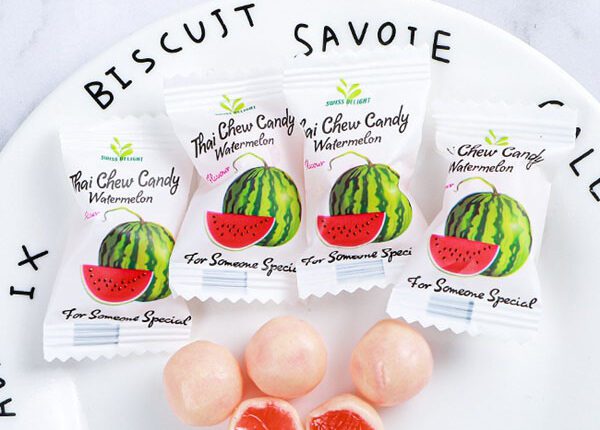 Watermelon chewy milk candy