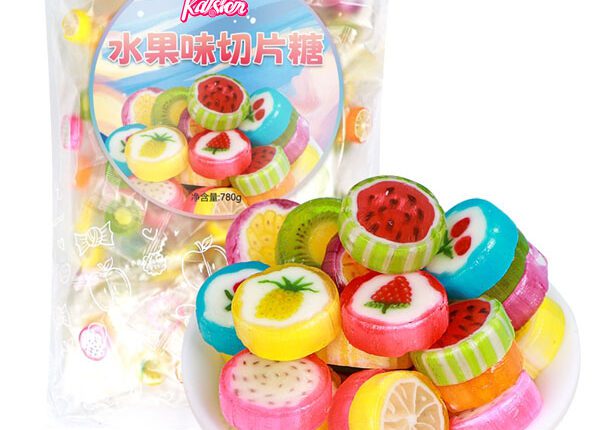 Beautiful slices pattern fruit hard candy